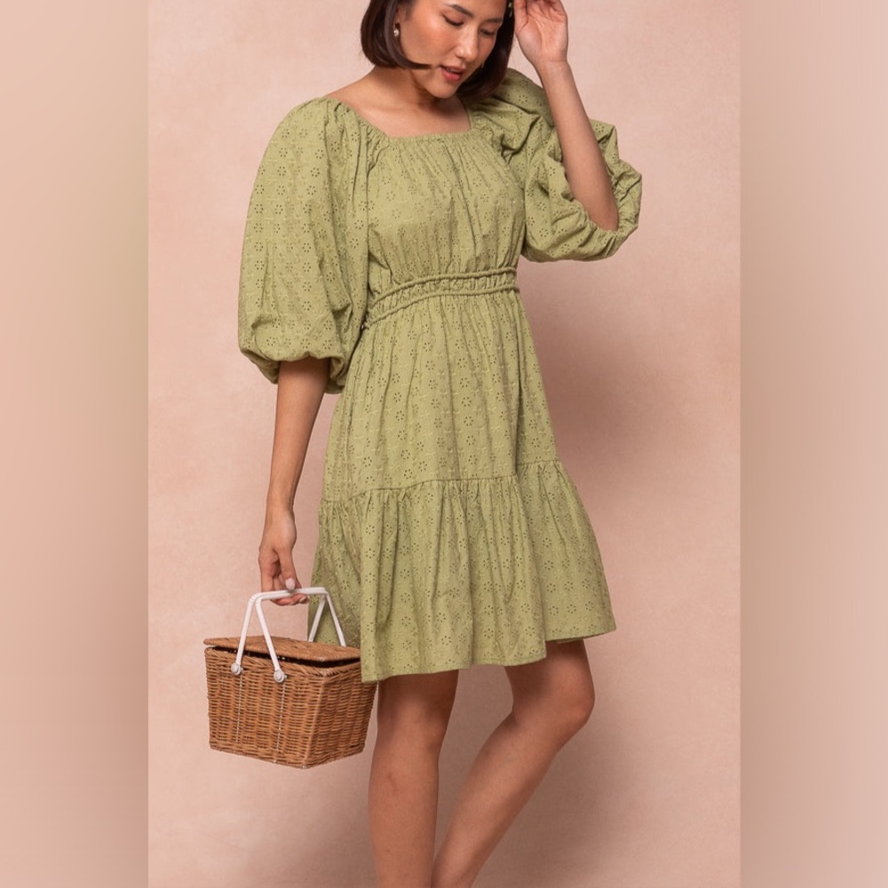 Ivy City Co Green Ruffled Tiered Sundress